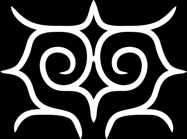 The site icon. It is a small black and white Ainu pattern consisting of swirling lines.